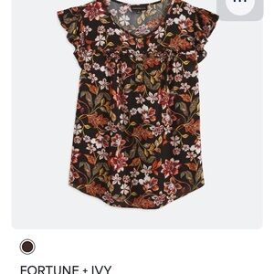 Fortune + Ivy Floral Women's Blouse - Black and Red
